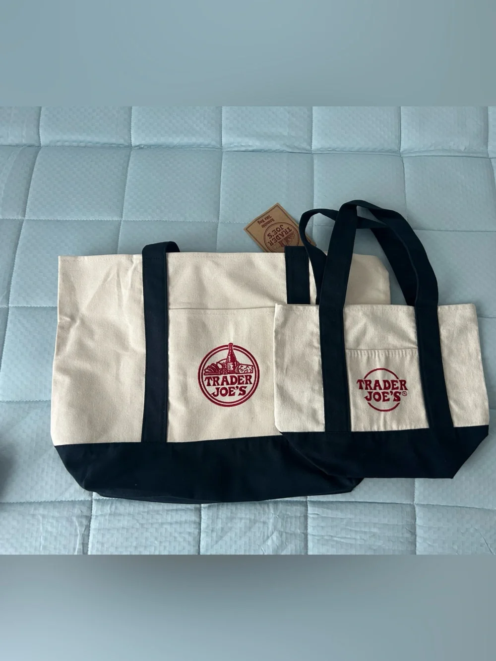 Trader Joe’s Navy blue Trim Canvas Totes Bag set